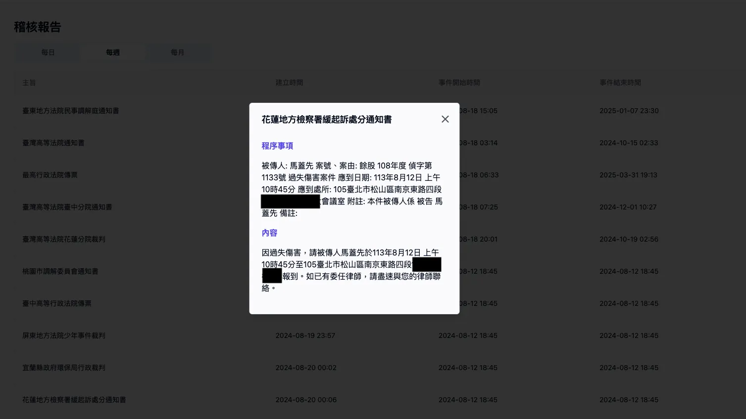 重要事項提醒內容